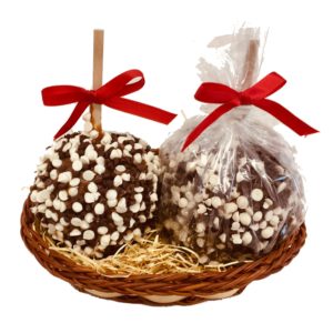 2 Double Chocolate Chip Caramel Apples in a Basket